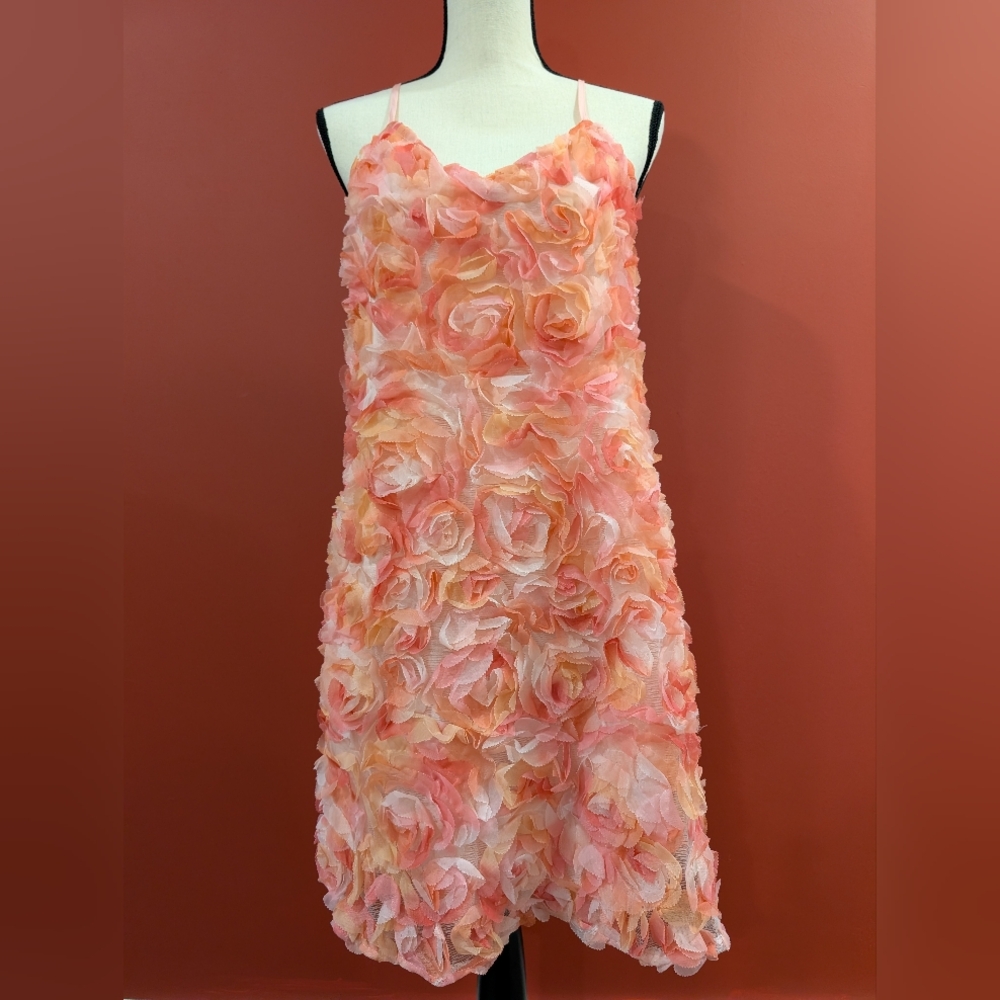 SHEIN Floral Textured Mini Dress - Pink and Orange